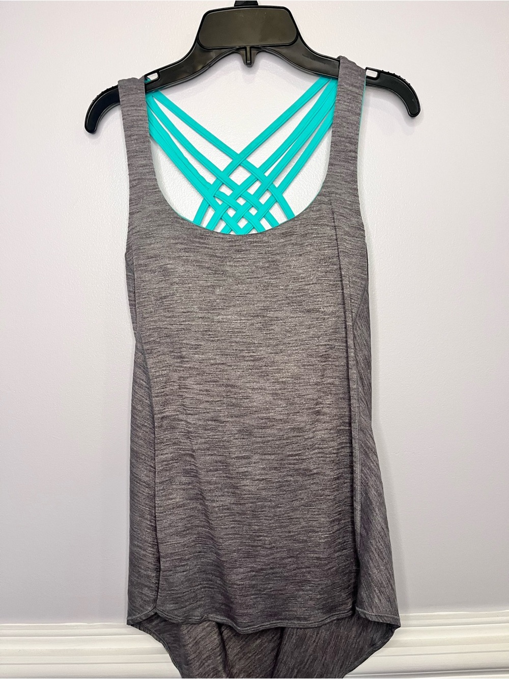 lululemon athletica Gray Tank with Teal Strappy Back
